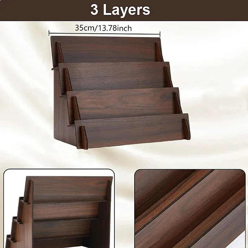 Wooden Greeting Card Display Stand 2-4 Tiers Mail Organizer Envelope Holder for Desk Postcard Rack for Home Office Wedding Decor 4
