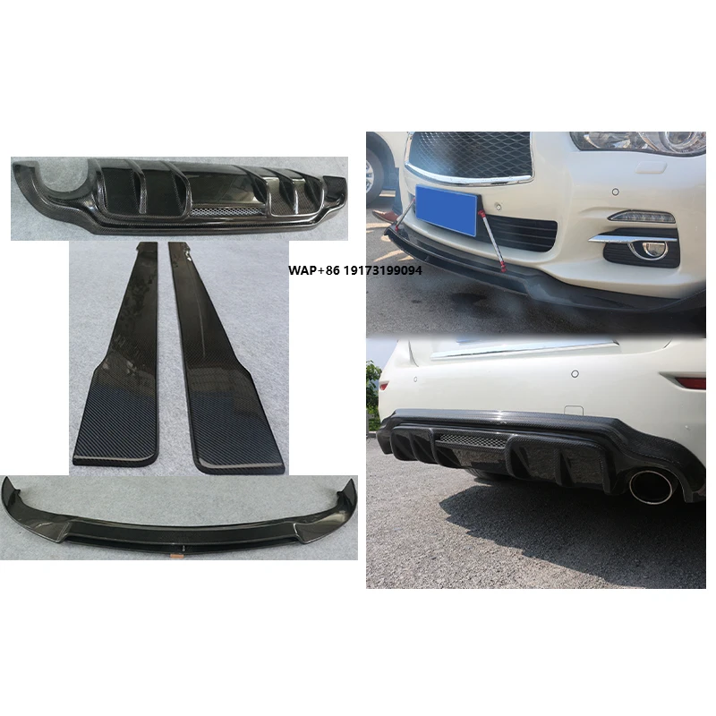 

2014-2017 Car Modification Upgrade Competitive Version Wet Carbon Fiber Body Kit Front Rear Lip Side Skirt for Infiniti Q50