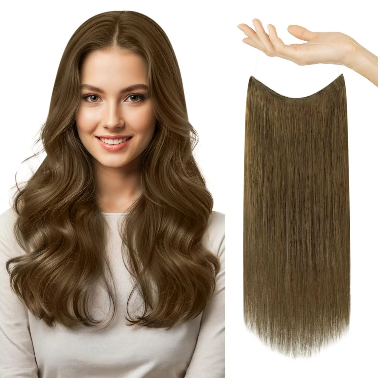 

Fish Line Weft One Piece 100% Human Hair 12-26 inch #2 Dark Brown For An Instant Hair Transformation