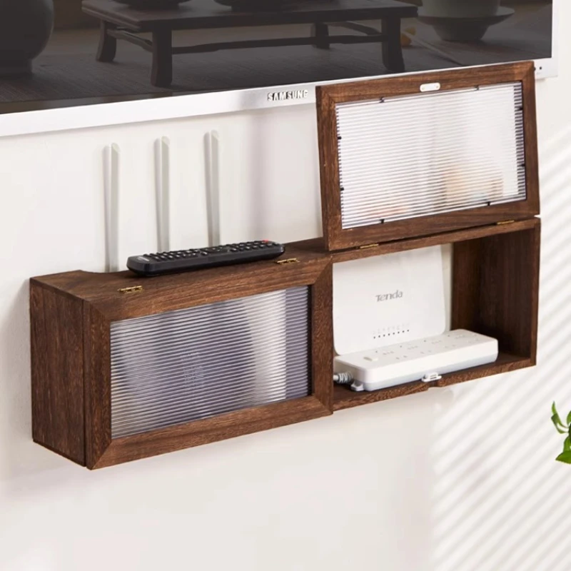 

Wall-Mounted Router Storage Box, Set-Top Box Organizer Shelf, Modem and Cable Management Rack, Wire Storage Cabinet for Home