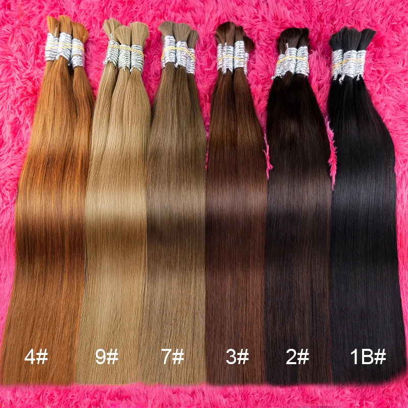 100% Real Human Hair Bulk Hair Machine Made Virgin Remy Straight Hair Bulk 18-30inch 100g Natural Blonde Hair Extension No Weft