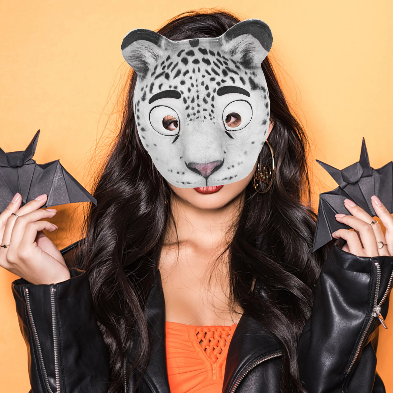 

2Pcs Animal Face Mask Vibrant Tiger Snow Leopard Halloween Cosplay Animal Birthday Party Masks Tiger Mask Kids' Costume Masks