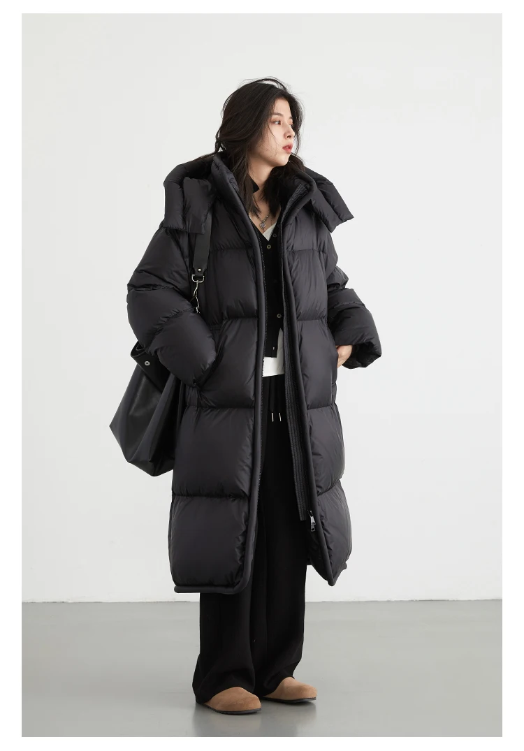 CHIC VEN Women Long Down Coats Hooked Loose New Solid Woman Down Jacket Thick Soft Warm Female Overcoat Autumn Winter 2025