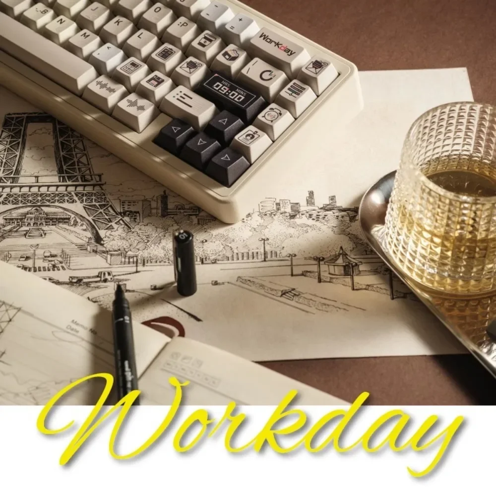 Imagem -02 - Workday Tema Keycap para Teclado Mecânico Pbt 185 Chaves Personalizado Perfil Cereja Jogo Acessórios