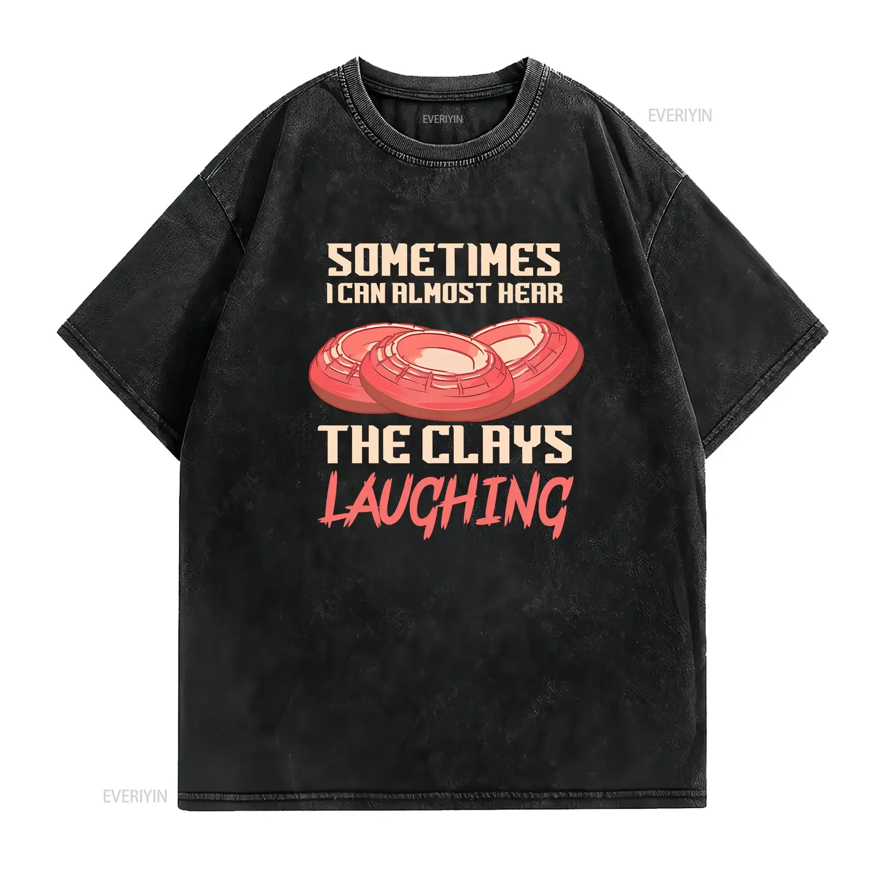 Trap Shooting T Shirt Skeet Clays Laughing  vintage Washed Unisex graphic Comfortable Versatile Slightly fashion Breathable