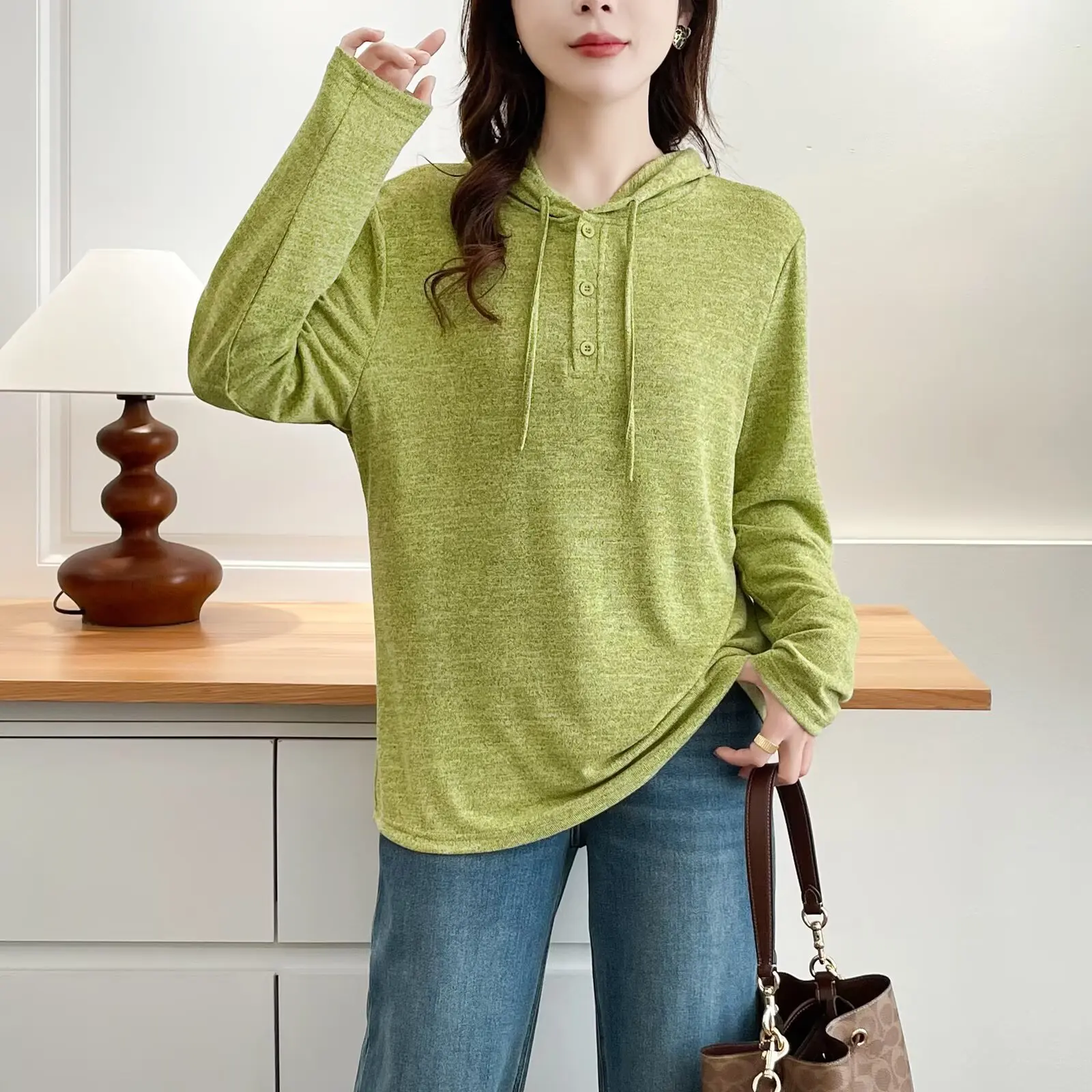 

XXXXL Fashion Plus Size Women's T-Shirt 2025 Autumn New Hooded Sweatshirt Top Long Sleeved Tees 2564