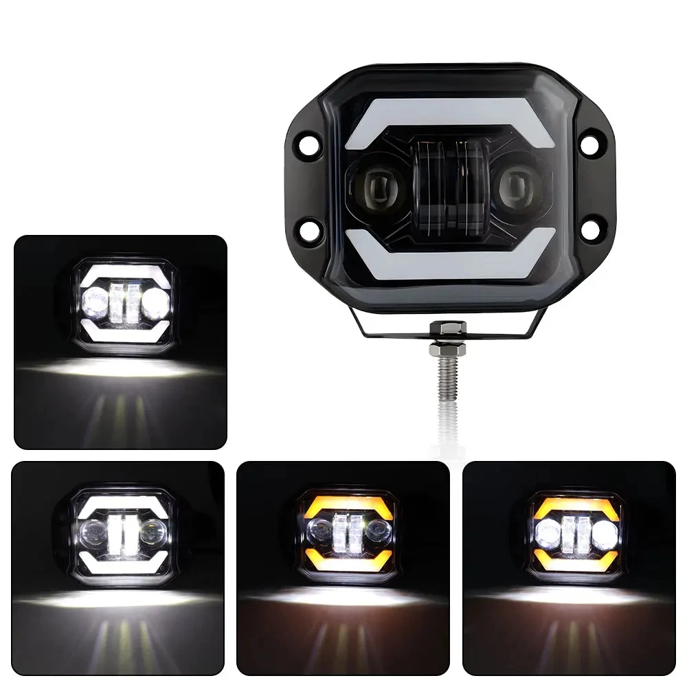 5 Inch Car LED Work Light Bar Driving Headlights 40W 5'' Work Lamps 12V Angel's Eye Sportlight for Motorcycle ATV SUV Off Road