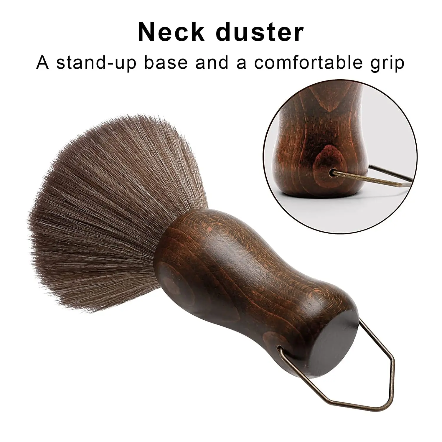 Wood Handle Neck Duster Brush, Professional Grooming Tool