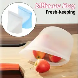 Silicone Food Storage Bags Leakproof Containers Reusable Fresh-keeping Fruit Sealed Freezer Bag Refrigerator Food Organizer Bags