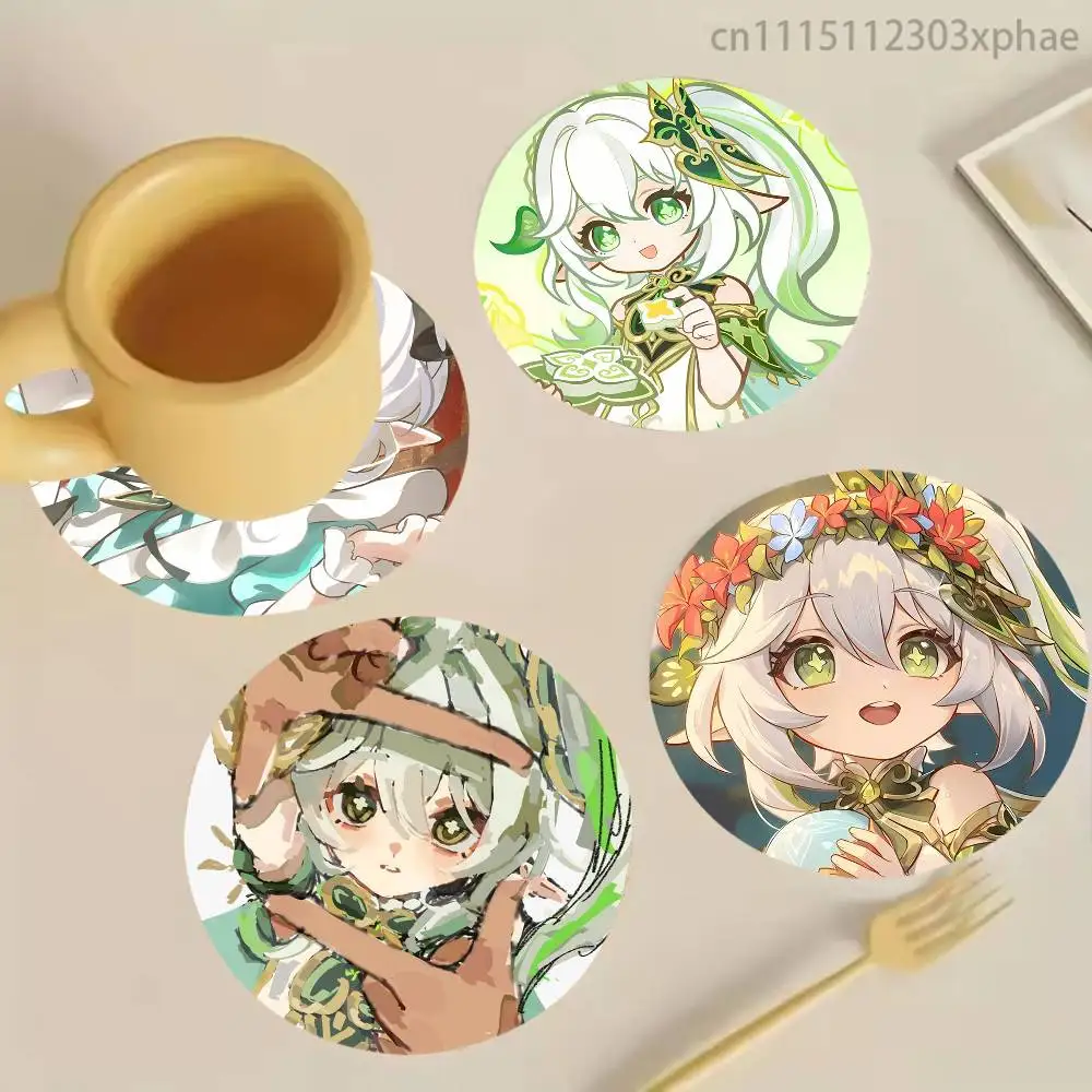 Genshin Impact Nahida Wooden Coaster Set, A Must-Have For Holiday Parties, Suitable For Bars, Offices , Size 10cm X 10cm