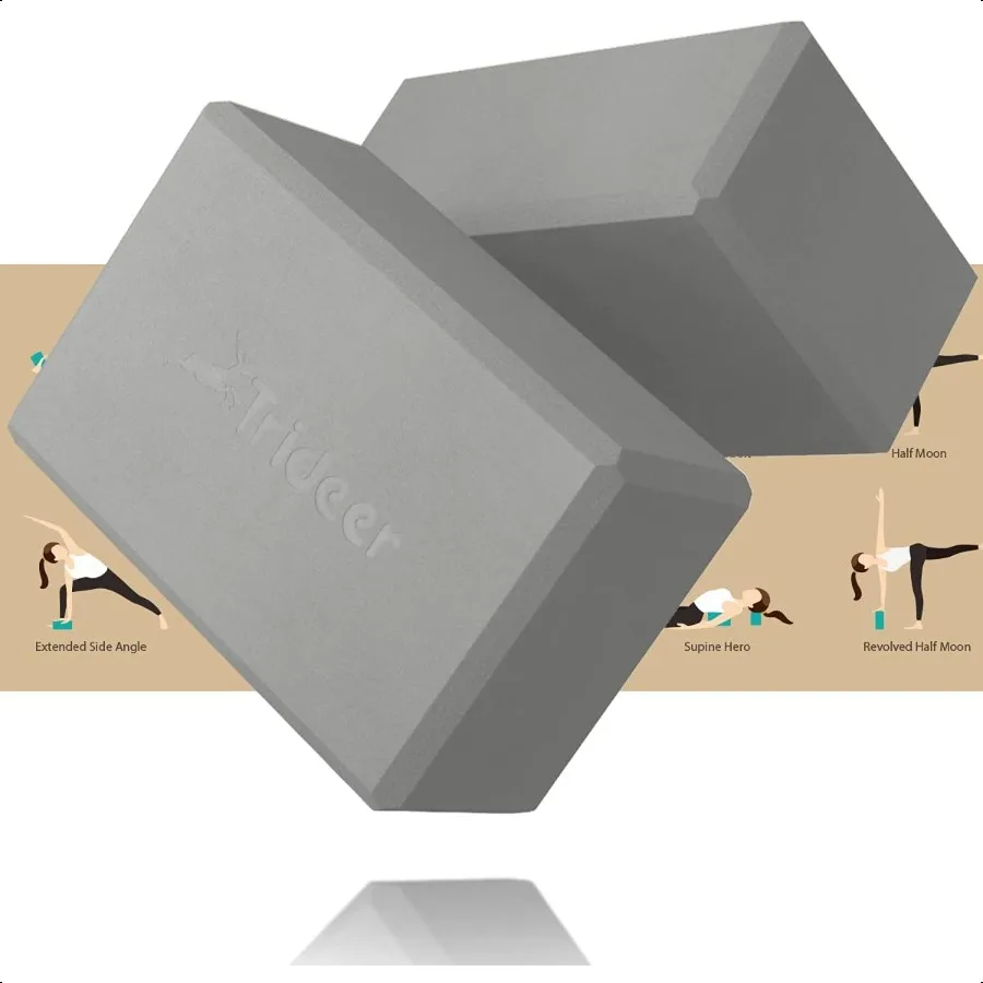 

Trideer 9x6x3 Блоки для йоги Блоки из пены EVA высокой плотности, 2 упаковки, портативные, легкие, устойчивые к запахам, Yoga профессионалы и аксессуары для