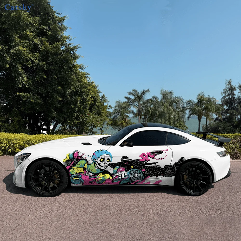 

Colorful Skeleton Car Side Sticker PVC Self Waterproof Stick Striking Auto Exterior Accessories Decor Protect Gift for Car Lover
