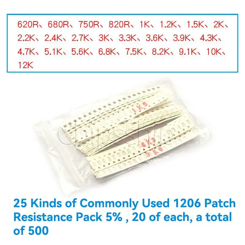 0805 0603 Patch Resistor Pack 27 33 170 Kinds of Mixed Resistors 1206 Capacitor Sample Components Daqo