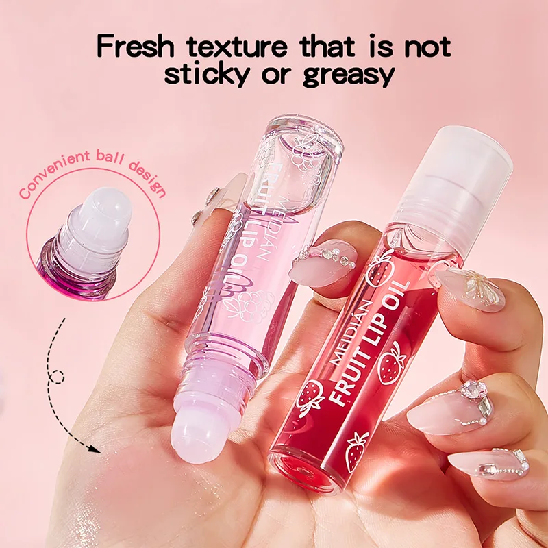 Rolling Bead Lip Oil Set of Four Moisturizing Lotion, Hydrating Roller Ball Mouth Oil, Anti-Drying, Colorless and Transparent