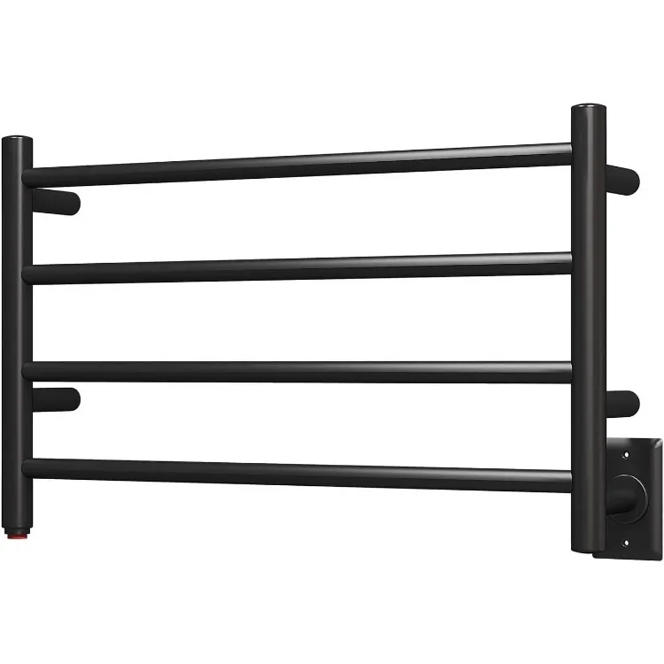 Towel Warmer 4 Bar Towel Dryer Wall-Mounted Plug-in Bath Towel Heater - Matte Black