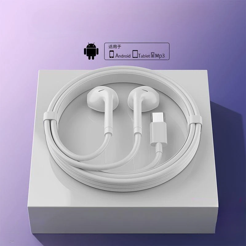 หูฟังแบบมีสาย Type C USB C สำหรับโทรศัพท์ 15ProMax/Samsung/Huawei