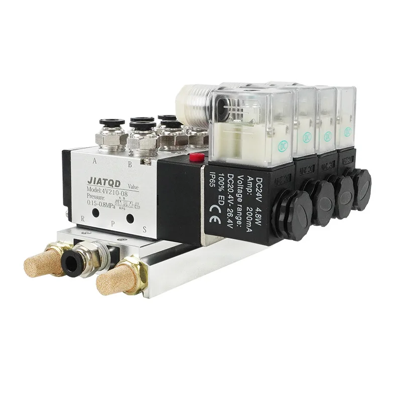 Pneumatic Two-position Five-way 4V210-08-NC Solenoid Valve Reversing Air Valve 220V/24V Control Valve Combination Switch