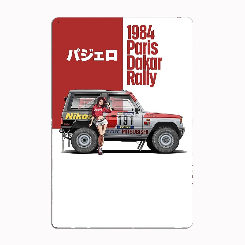 

Rally Raid 1984 Pajero Car Metal Sign Poster Garage Room Decor Automobile Club Custom Tin Vintage Home Decor
