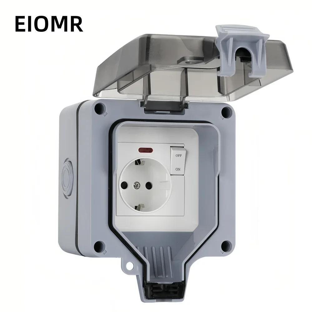 EIOMR IP66 wasserdichte staubdichte Box, geschaltete Steckdose für den Außenbereich, Steckdosenbox, geeignet für Outdoor-Gärten, Zuhause, Badezimmer