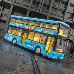 1/36 Toy Car Model Hong Kong Double-decker Bus Diecast Alloy Model Base Plastic Rubber Tire Door Can Opened Vehicle for Boy Gift