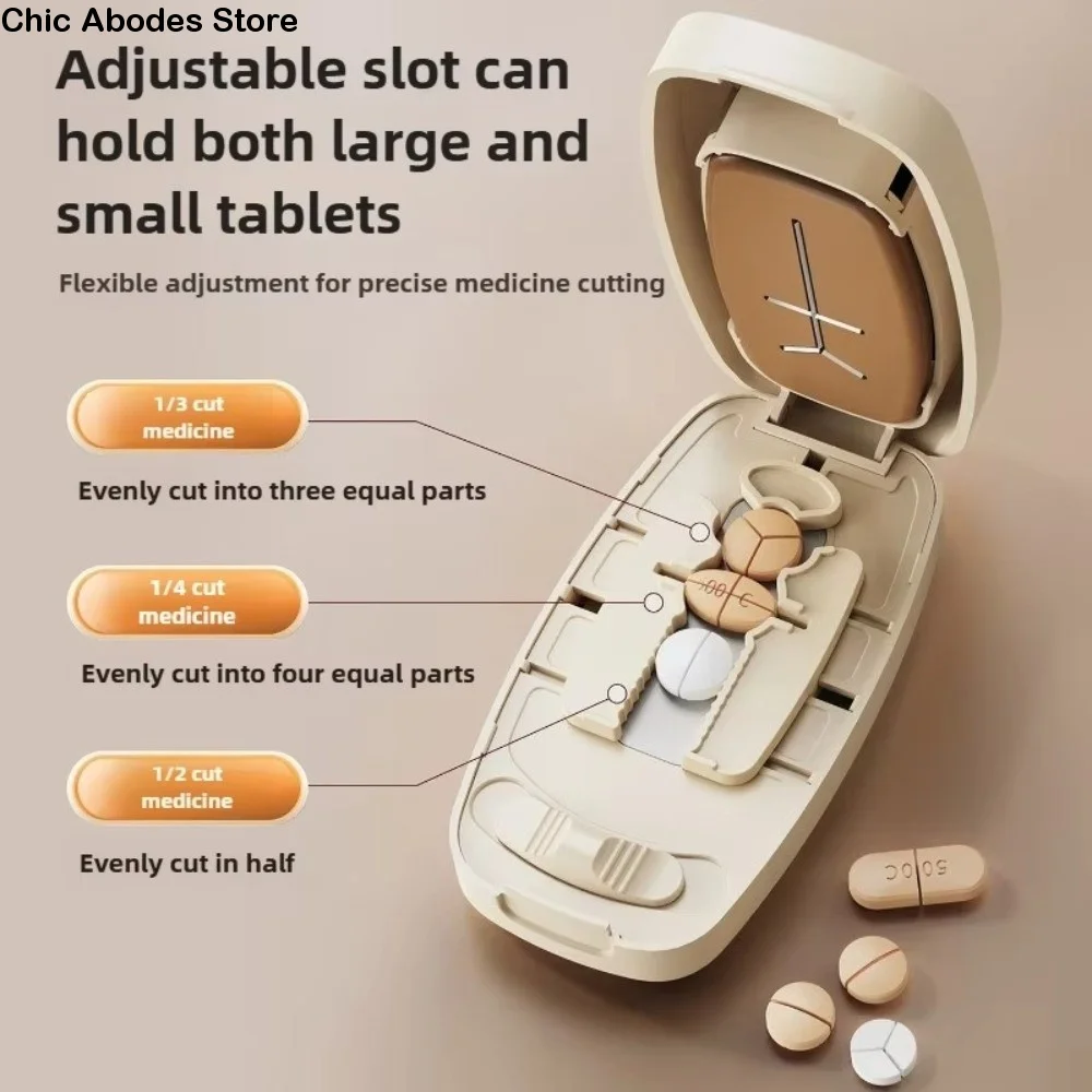 

2/3/4-in-1 Pill Cutter Box Portable Multi-functional Pill Divider Precise Cutting Storage Compartment Pill Storage Box Travel