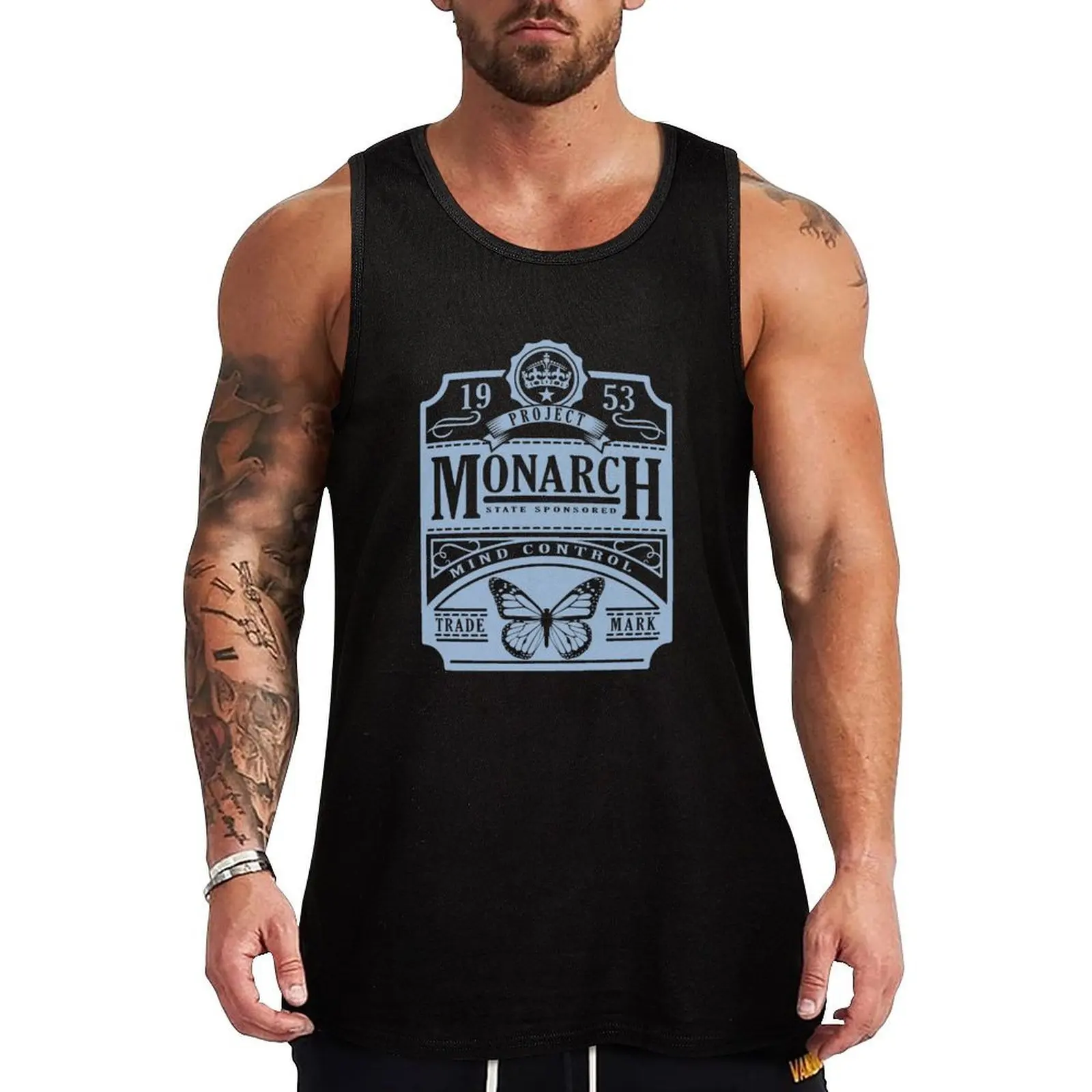 

MONARCH MIND CONTROL (BLUE) Tank Top training weight vest vest men gym clothes man muscular man