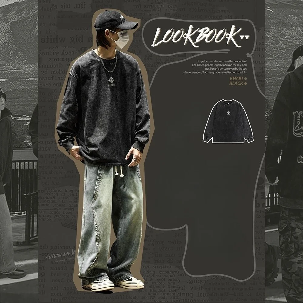 

Мужские толстовки без капюшона, спортивный костюм, весенний дизайн с изысканными деталями, базовая повседневная одежда, подходящая для поездок на работу, топ