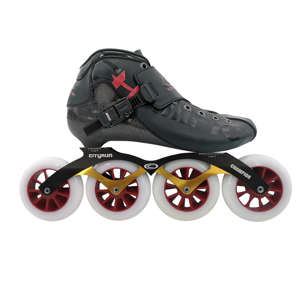 Professional inline speed carbon fiber four wheel straight row pulley roller skate shoes