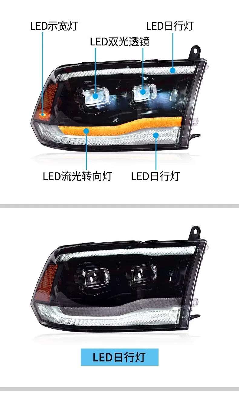 2025 رائجة البيع هي sui لعدسة 09-18 Ram LED مجموعة مصابيح أمامية تعديل ضوء النهار الجري دوران المياه #5
