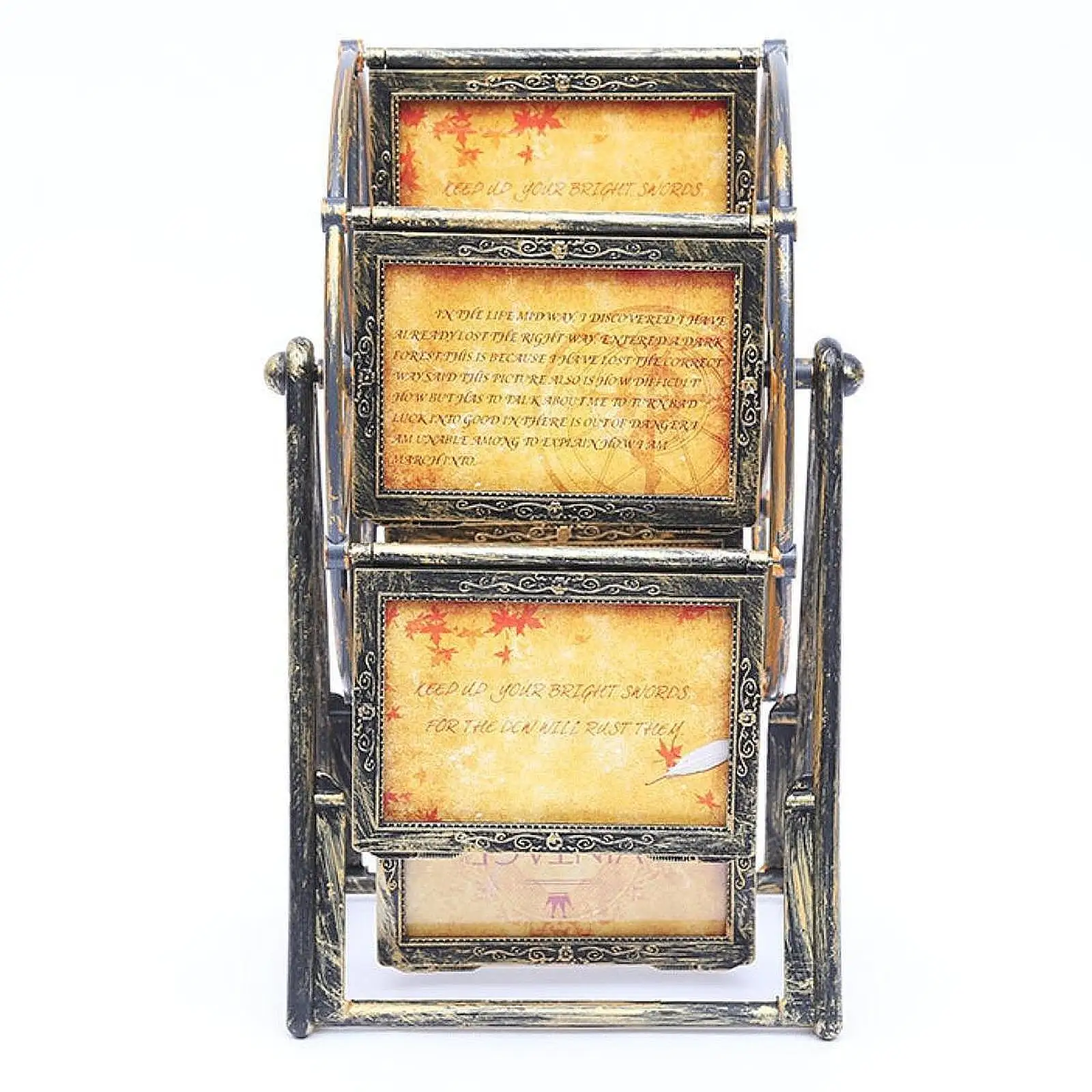 Retro Photo Frame Rotating Display Decorative Frames with Frame Plastic Material Vintage Style for 12 Photos Office and Home