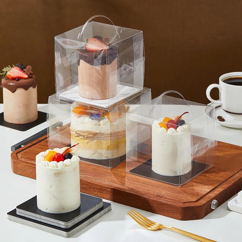 Transparent Cake Carrying Case Mini Dessert Chunks Mousse Baking Pastry Packaging Boxes Thickened PET Material Handmade Package