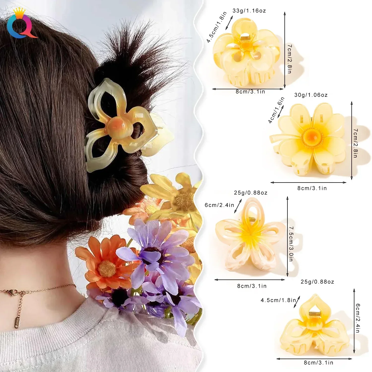 1 Uds. Pinza para el pelo de flor de ciruelo colorida, pinza para el pelo para la parte posterior de la cabeza para mujer a la moda, accesorio para el cabello para fiesta de vacaciones para niña, regalo