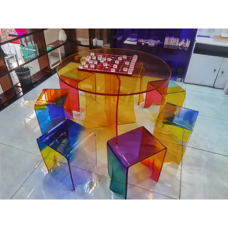 The latest design fashionable color acrylic shoe changing stool, suitable for boutique Korean shoe store decoration