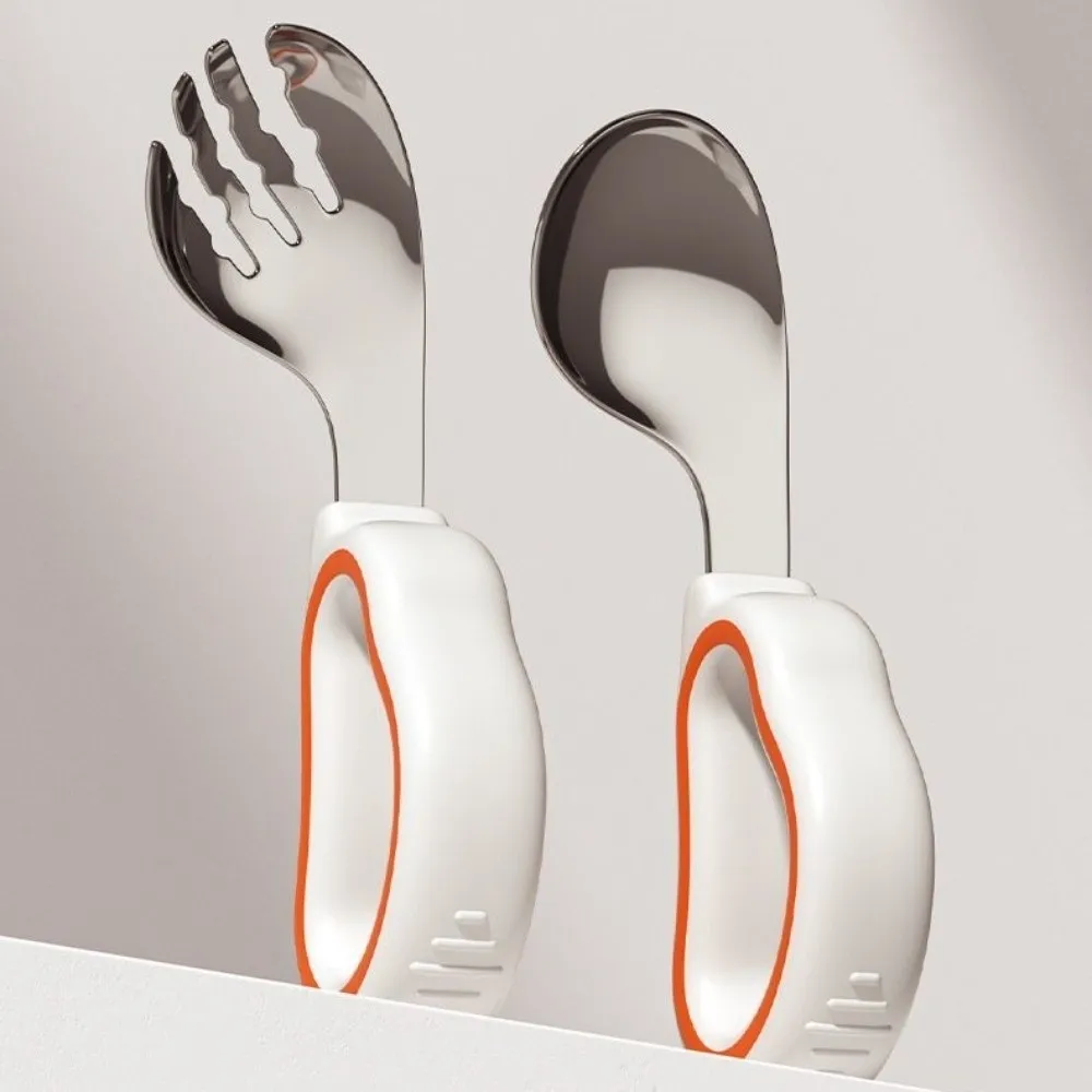 Silicone Baby Fork and Spoon Set 316 Stainless Steel Self Feeding Baby Cutlery Safe with Storage Box Child Tableware view 4