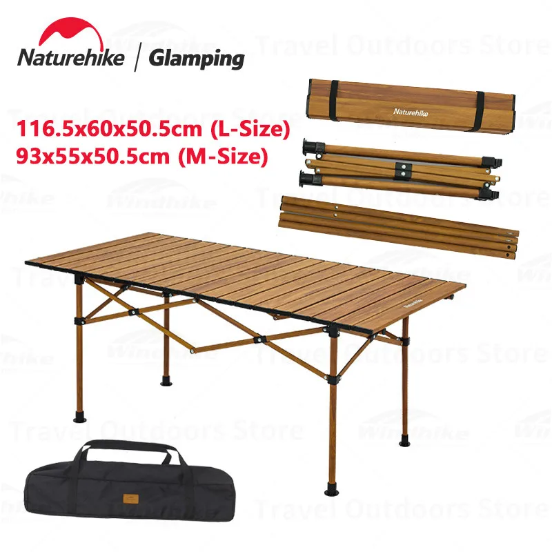 

Naturehike Aluminum Alloy Camping Table Outdoor Folding Portable Picnic Bbq Table 3.46kg Retractable Egg Roll Table Bearing 30kg