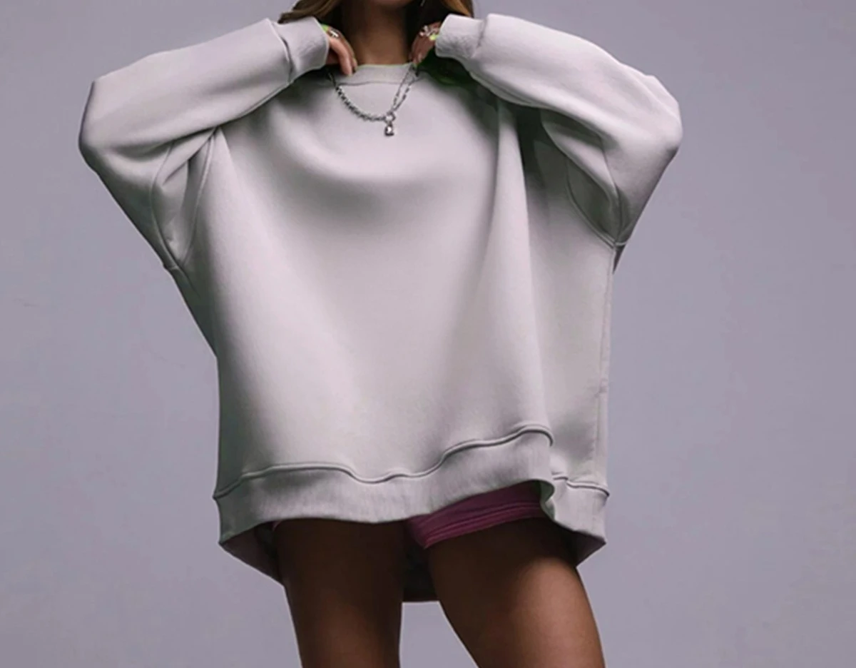 Solid Color Round Neck Sweatshirt 2025 Winter New Women's Velvet Sweatshirt Casual Round Neck Sweatshirt