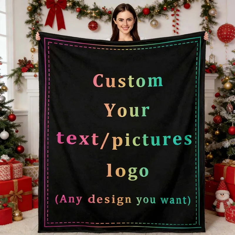 Personalized Custom Flannel Blanket Customized Photo Image Blanket Soft Cozy For Beds Sofa Camping Gift Blanket Home Blanket