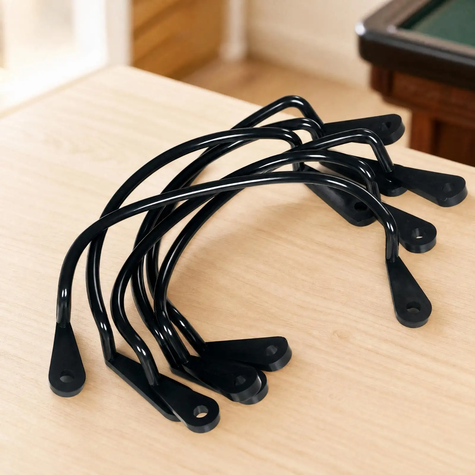 6 Pieces Billiard Table Pocket Net Support Bracket Professional Black Metal Pocket Support Bracket with Screw Hole