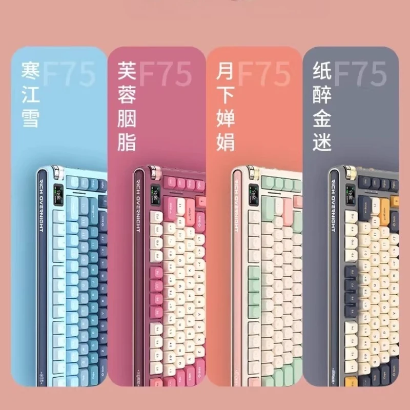 F75 Wireless Mechanical Keyboard Kit HIFI Bluetooth Tri-Mode Custom Hot-swap RGB Gaming Keyboard PC Gamer With Smart Screen