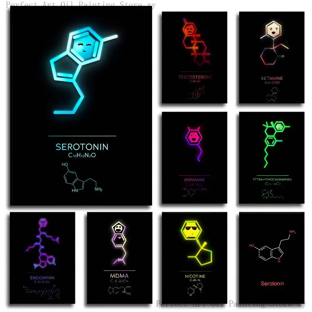 Chemistry Element Molecule Poster Self-adhesive Art Room Entrance Restaurant Wall Decor Art Painting