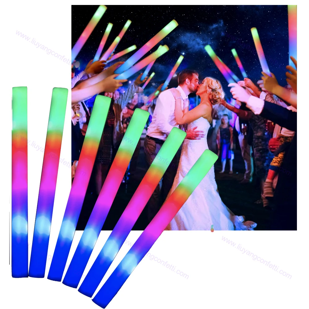 

15/30Pc LED Glow Sticks Bulk Colorful RGB Glow Foam Stick Cheer Tube Dark Light for Xmas Birthday Wedding Party Supplies Concert