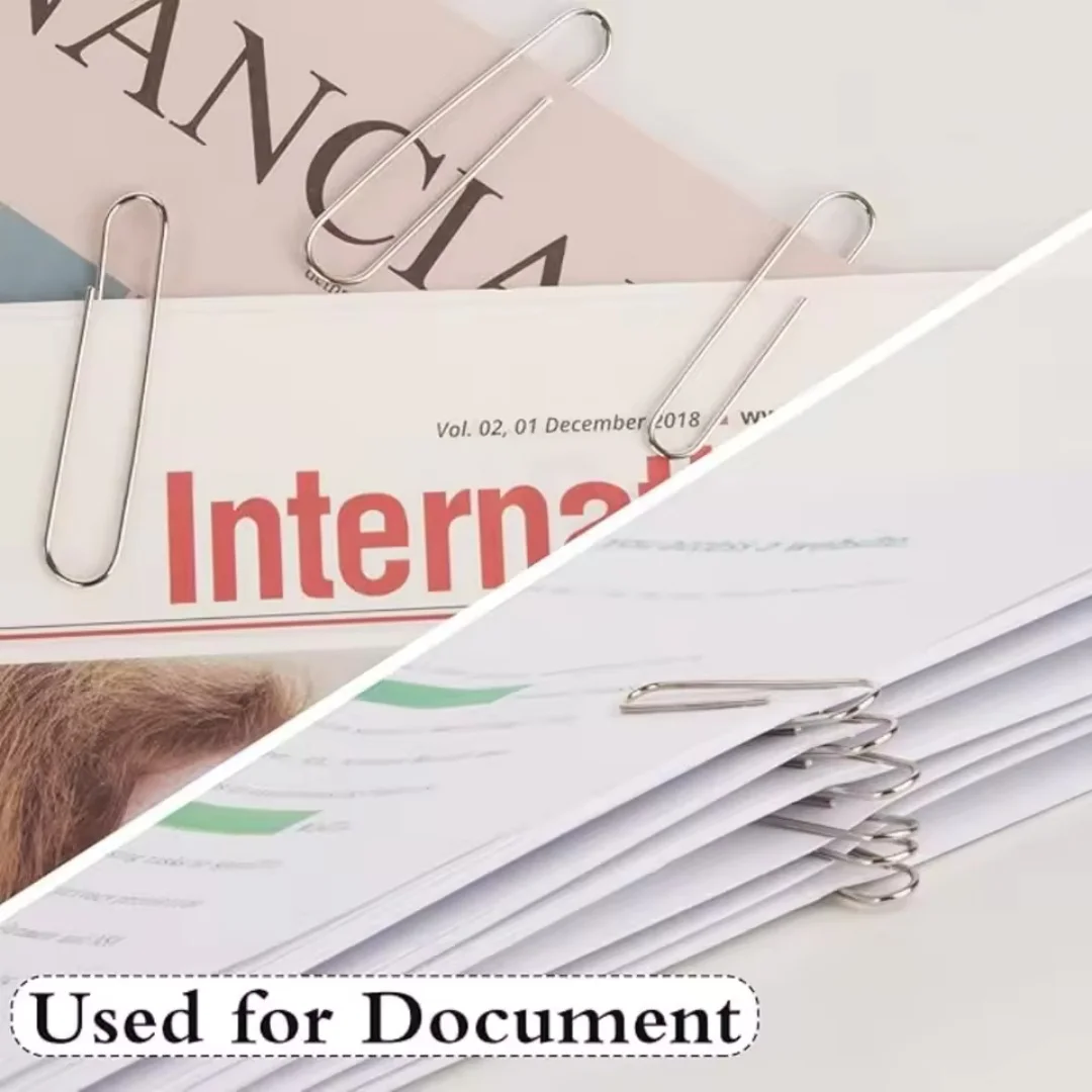 100-500PCS 스테인레스 스틸 종이 클립 28mm 녹슬지 않는 견고한 코팅 된 U 자형 종이 클립 학생 사무실 학교 문구 용품