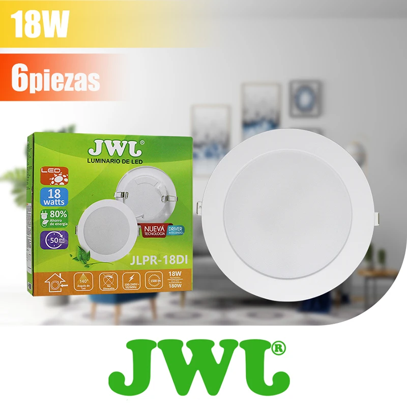 JWJ 6pcs LED 18W Recessed downlight ceiling light Ultra-thin aluminum housing bright non-glare household commercial office light