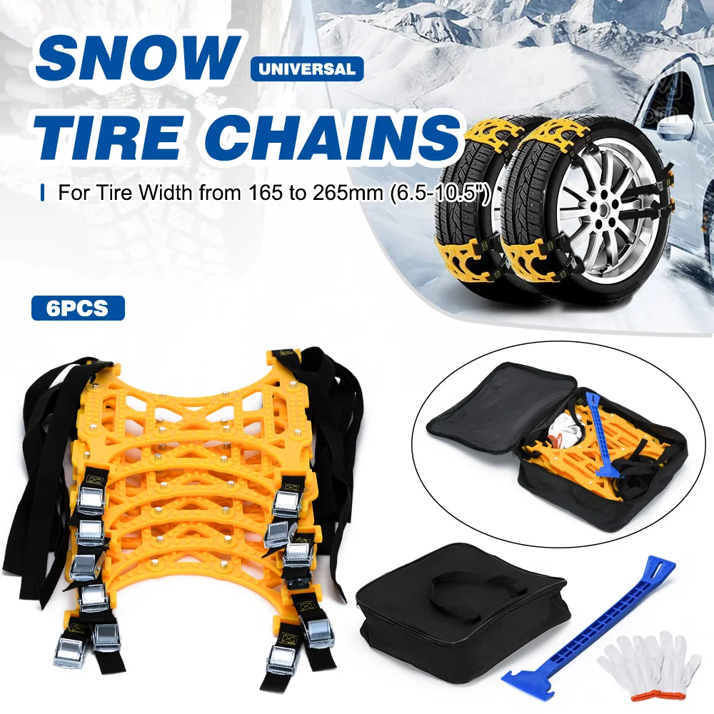 1 Pieces 165-265mm Car Snow Chains TPU Wheel Security Chains Adjustable Snow Tire Chains Belt Emergency Anti-Skid Anti-Slip