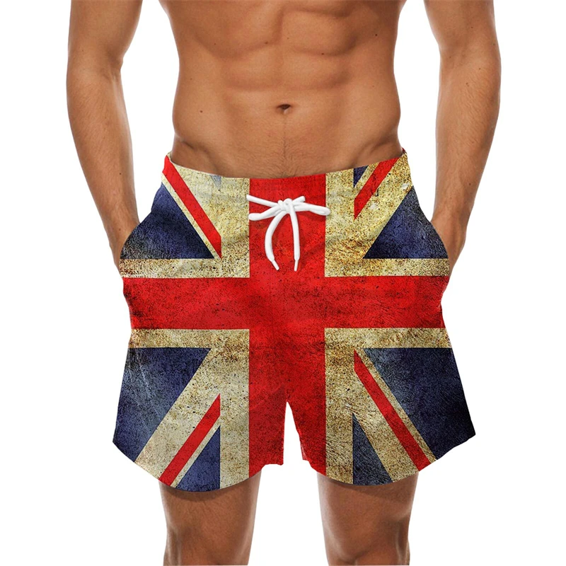 Vintage 3D British Flag Print Beach Shorts Men\'s Summer Loose Fashion Swimwear Pants Women Kid Casual Hawaii Vacation Y2k Trunks