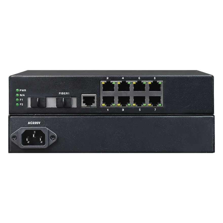 Convertitore multimediale da Ethernet a fibra ottica RJ45 a 8 porte