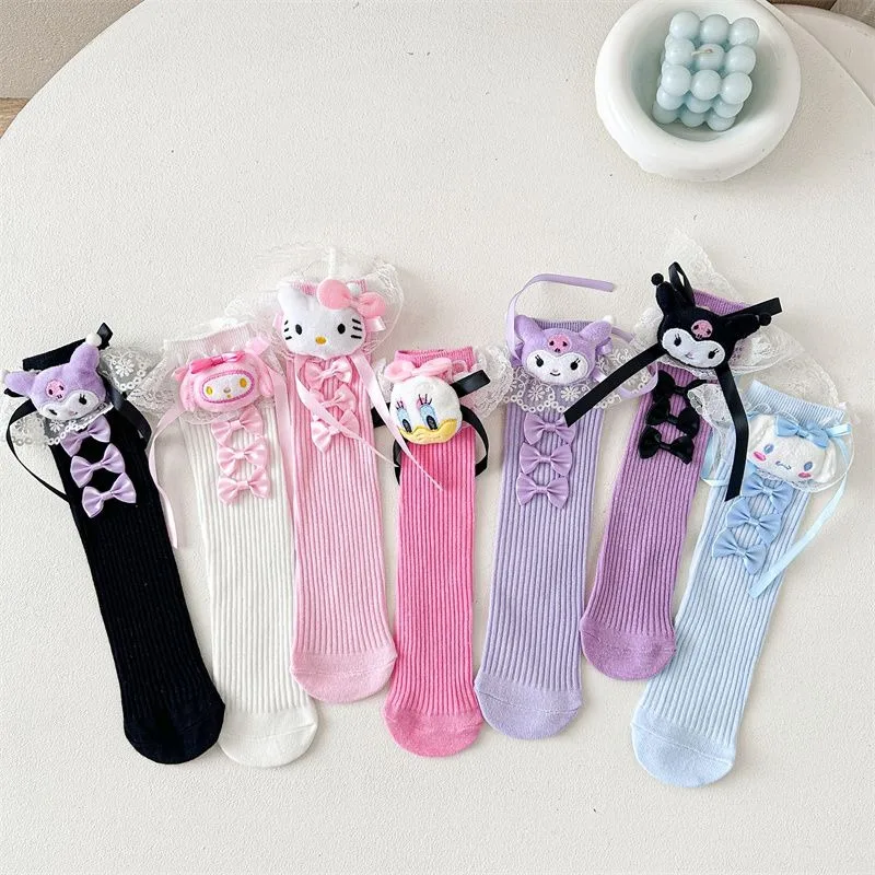 Kuromi Hello Kitty Anime Kawaii Sanrio enfants chaussettes décontractées mignon dessin animé belle poupée pendentif bas bébé cadeaux jouets