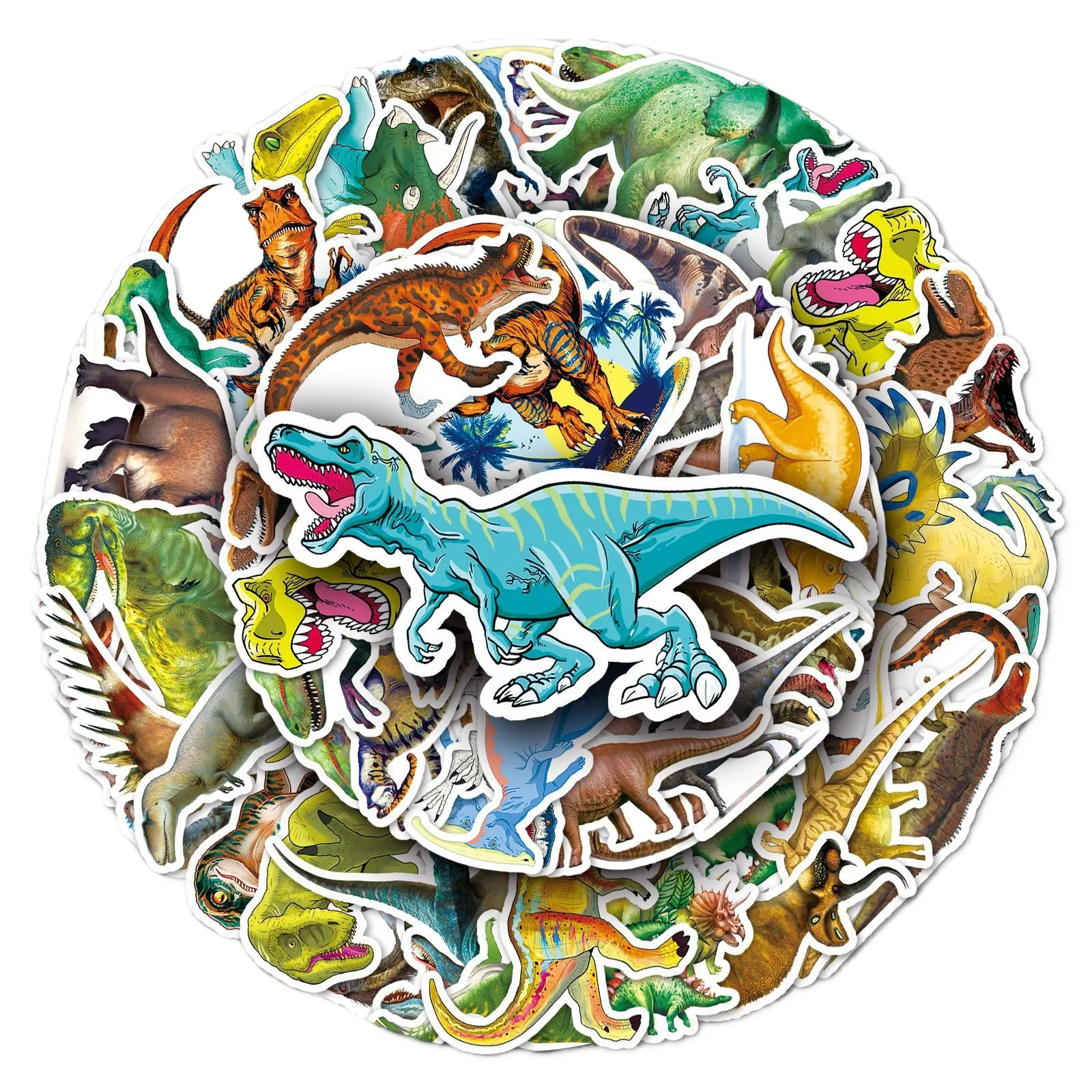 10/30/50 Dinosaur Cartoon Animal Waterproof Decals DIY Laptop Luggage Skateboard Phone Book Bike Car Cartoon Toy Gift Stickers