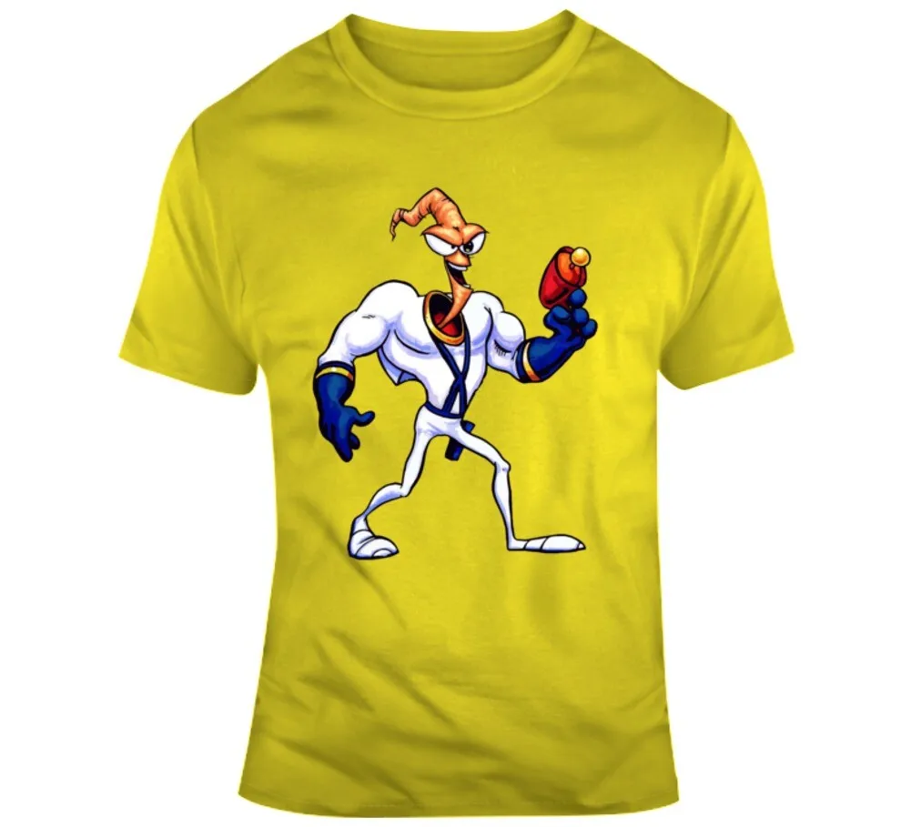 Camiseta retro para fanáticos del videojuego SNes con personaje de Earthworm Jim