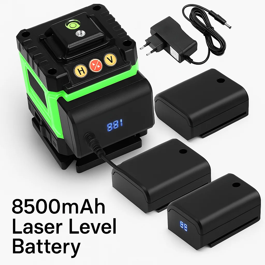 Batería de nivel láser recargable de gran capacidad de 8500mAh para herramienta de nivelación de 8/12/16 líneas Ing 3D 12 líneas potentes accesorios verdes